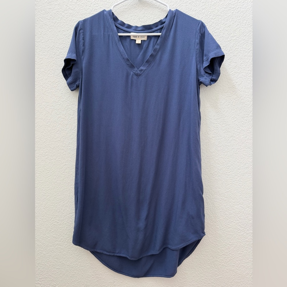 Cloth & Stone Indigo V-Neck Short Sleeve Shirt Dress Size Medium
